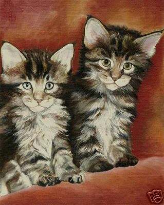 Maine coon kittens - cat, art